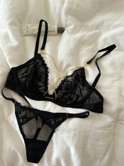 Black chain thin cup Underwear