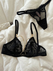 Black chain thin cup Underwear