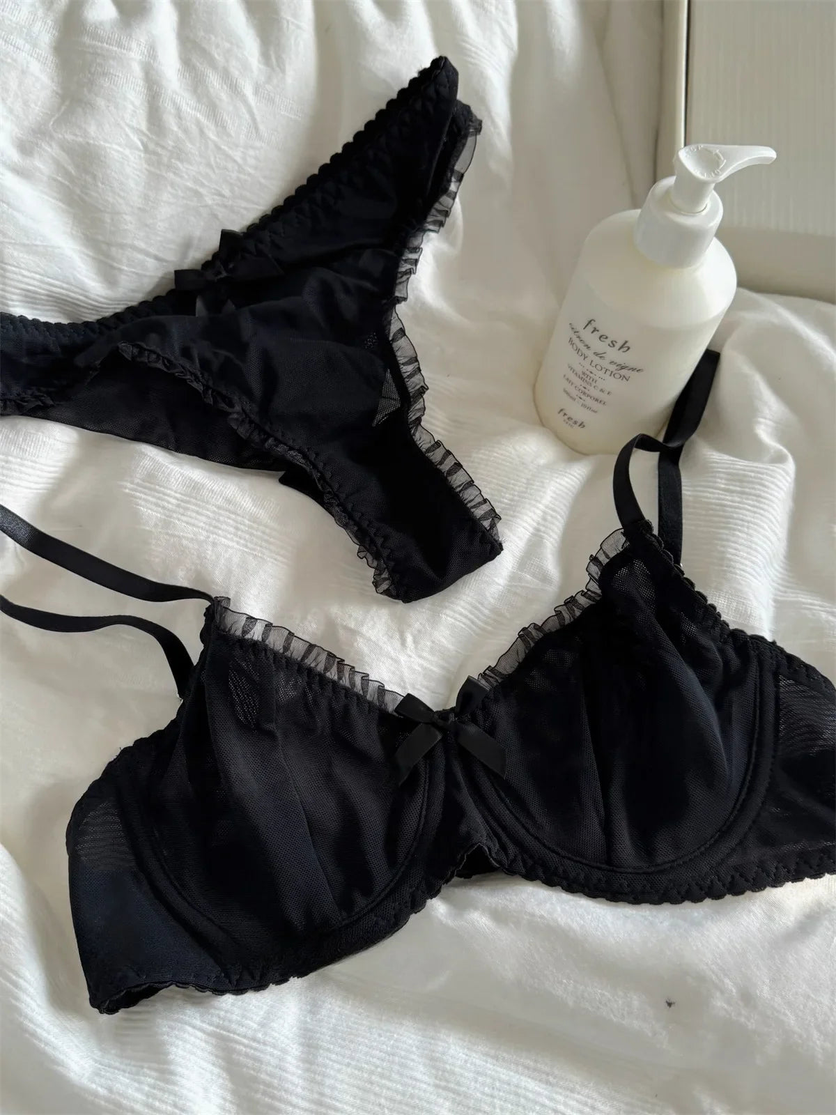 Black lace mesh lingerie feel Underwear
