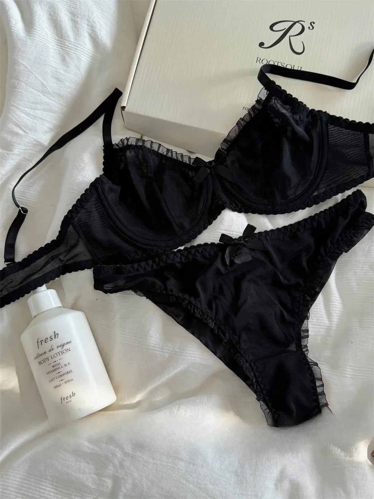 Black lace mesh lingerie feel Underwear