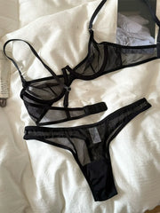 Black lace mesh thin paragraph large breast Underwear