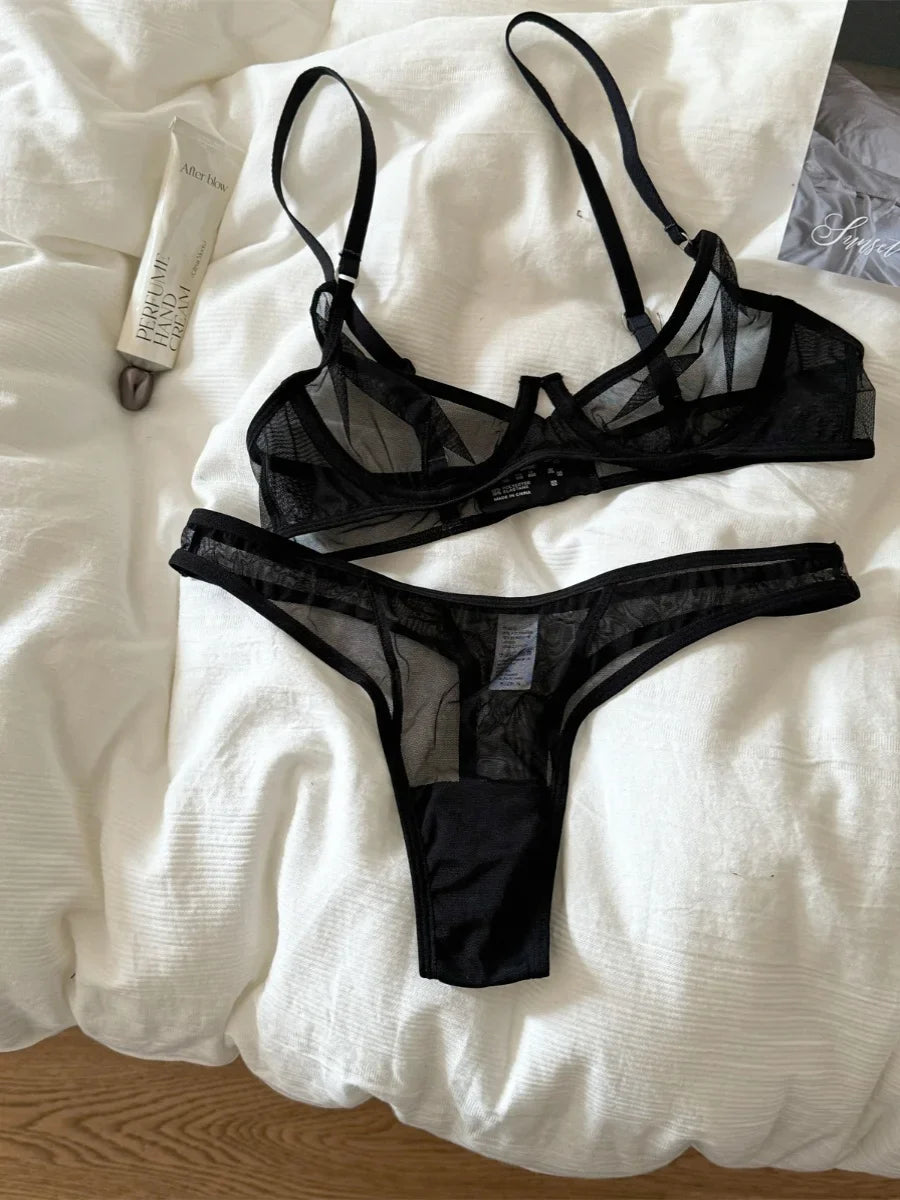 Black lace mesh thin paragraph large breast Underwear