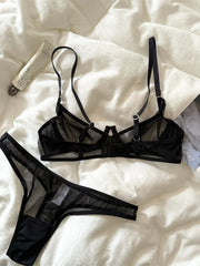 Black lace mesh thin paragraph large breast Underwear