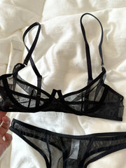 Black lace mesh thin paragraph large breast Underwear
