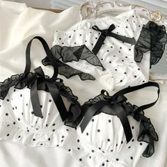 Black lingerie women bralette straps removable panties Underwear