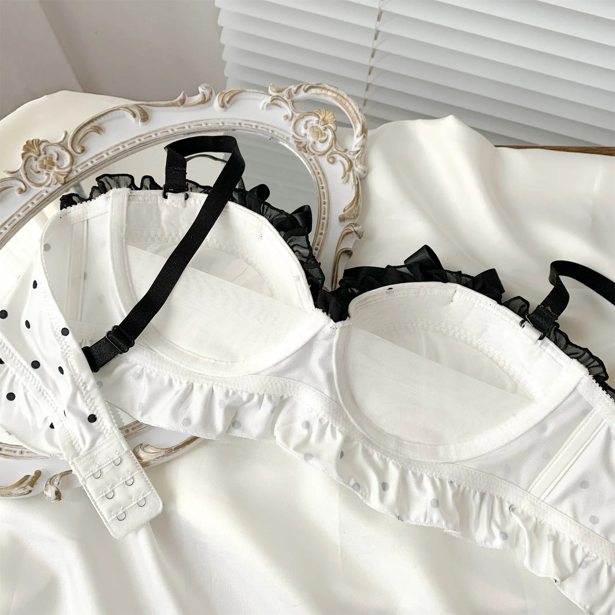 Black lingerie women bralette straps removable panties Underwear