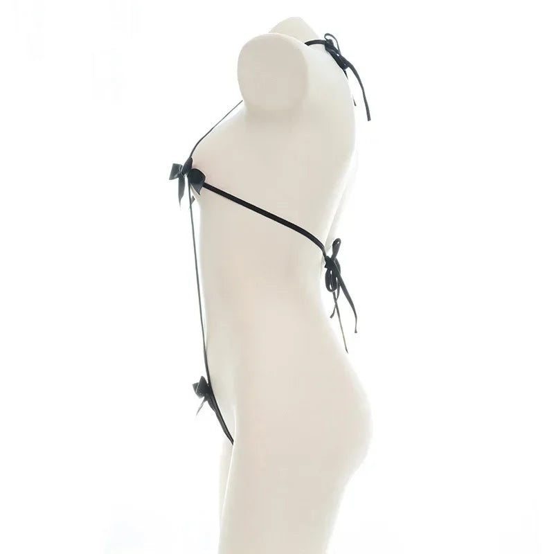 Bow Straps Bandage Bodysuit Women Micro Bikini Swimsuit Sexy Lingerie Underwear
