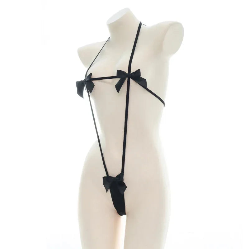 Bow Straps Bandage Bodysuit Women Micro Bikini Swimsuit Sexy Lingerie Underwear