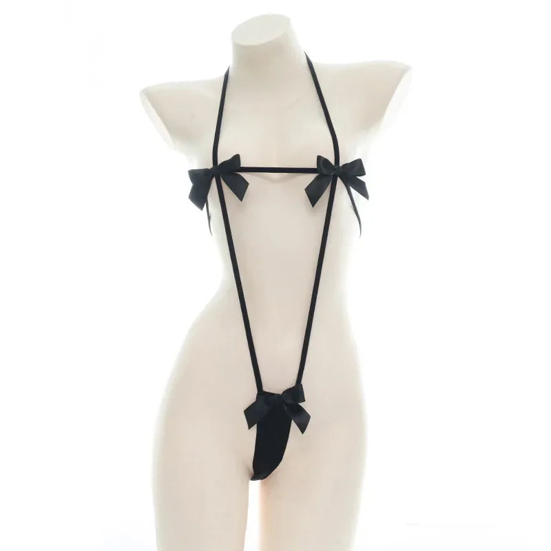 Bow Straps Bandage Bodysuit Women Micro Bikini Swimsuit Sexy Lingerie Underwear
