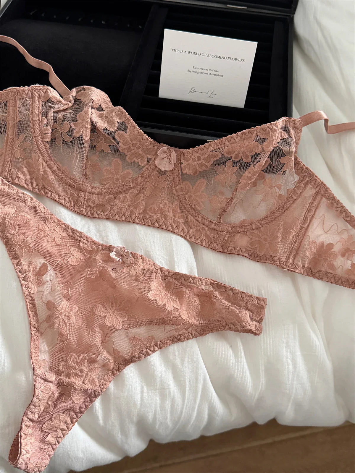 Bra French lace embroidered flowers Underwear