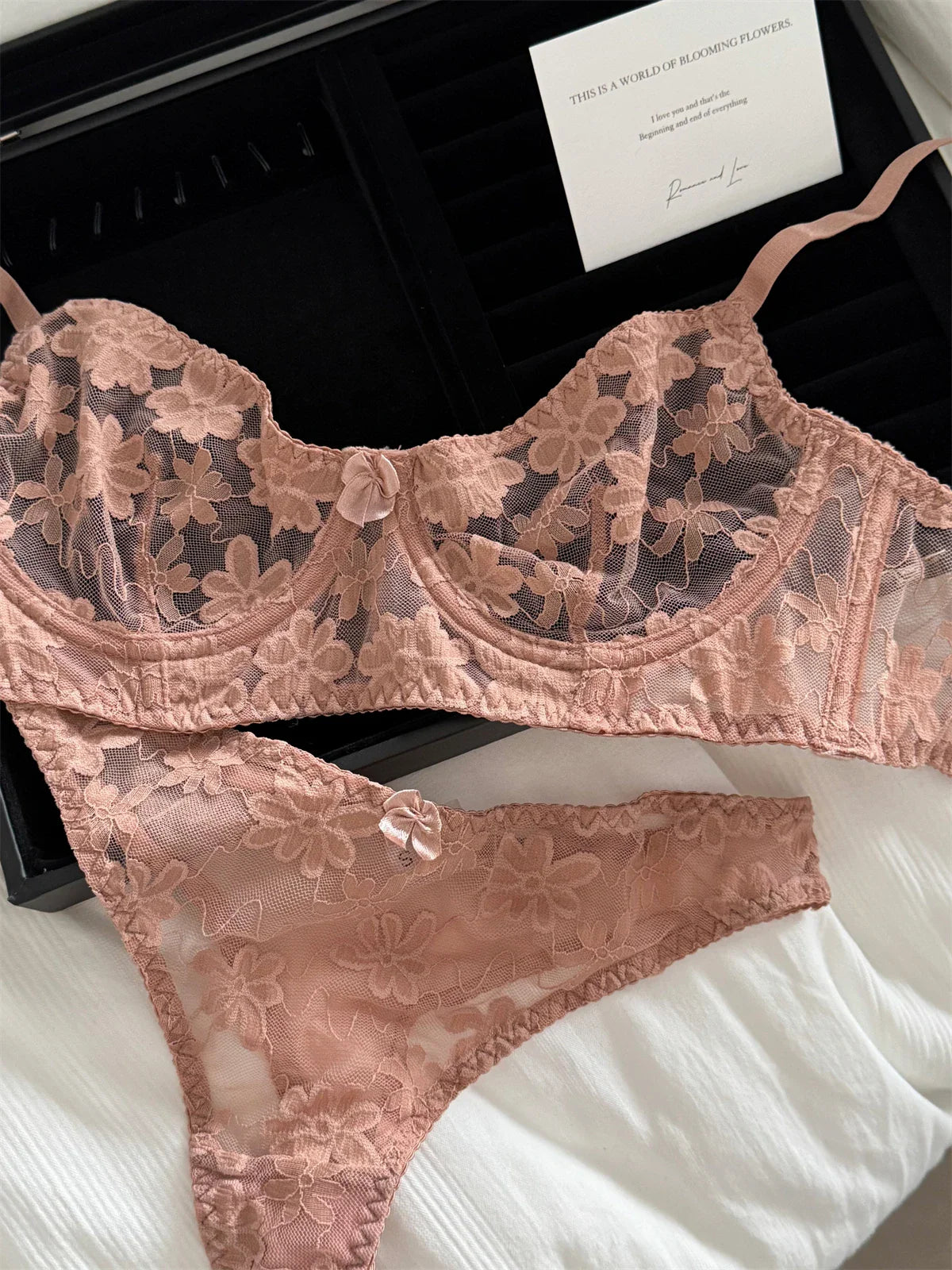 Bra French lace embroidered flowers Underwear