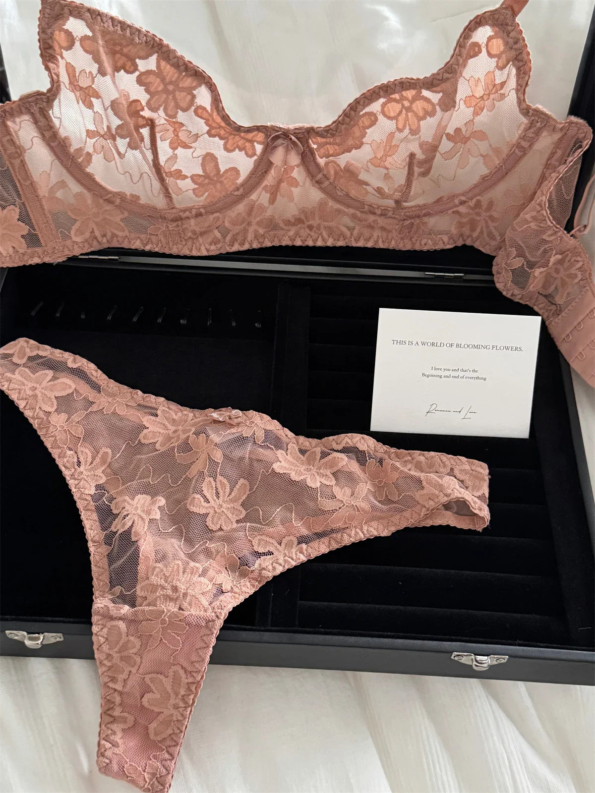 Bra French lace embroidered flowers Underwear