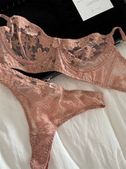 Bra French lace embroidered flowers Underwear