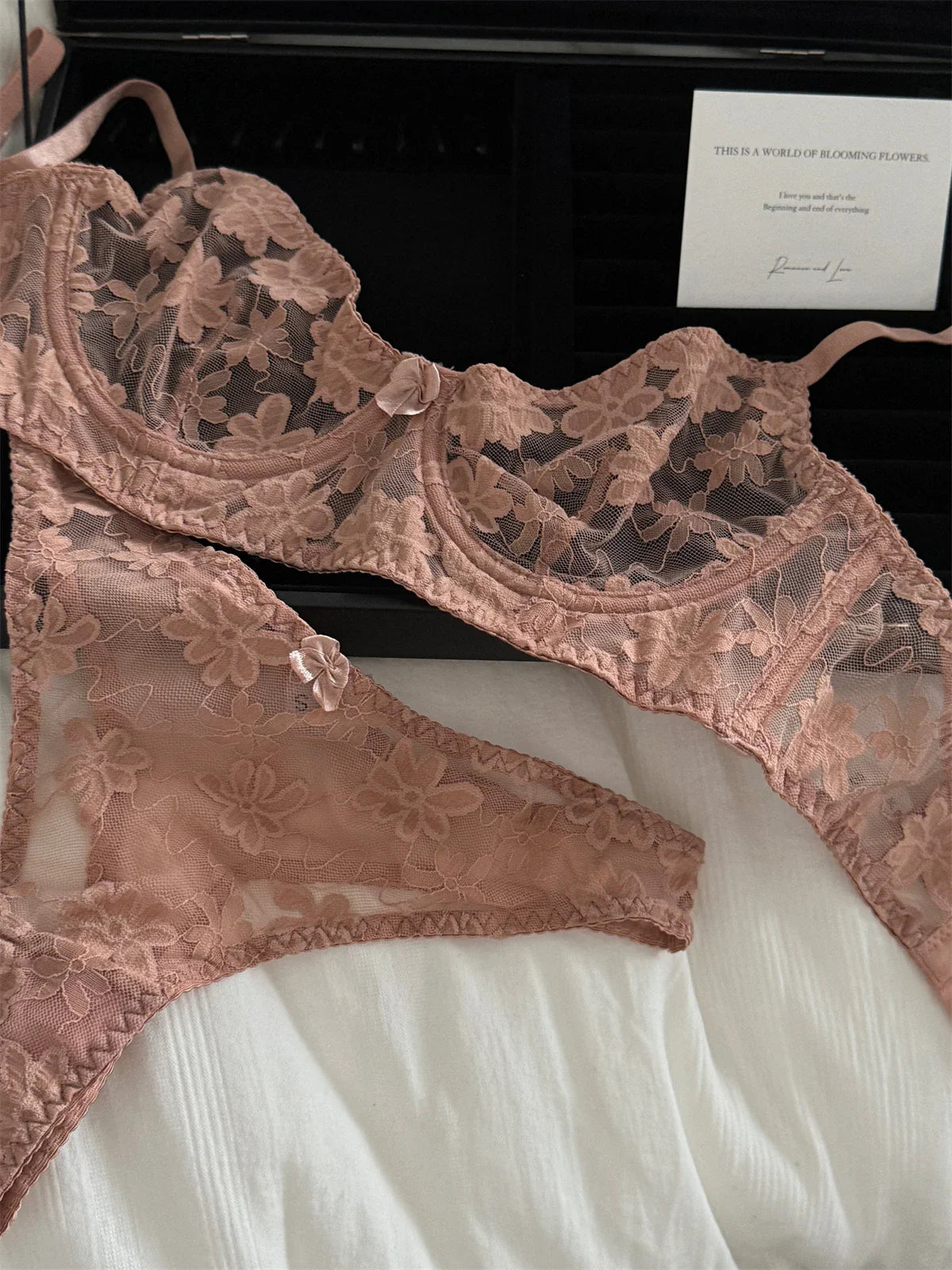 Bra French lace embroidered flowers Underwear