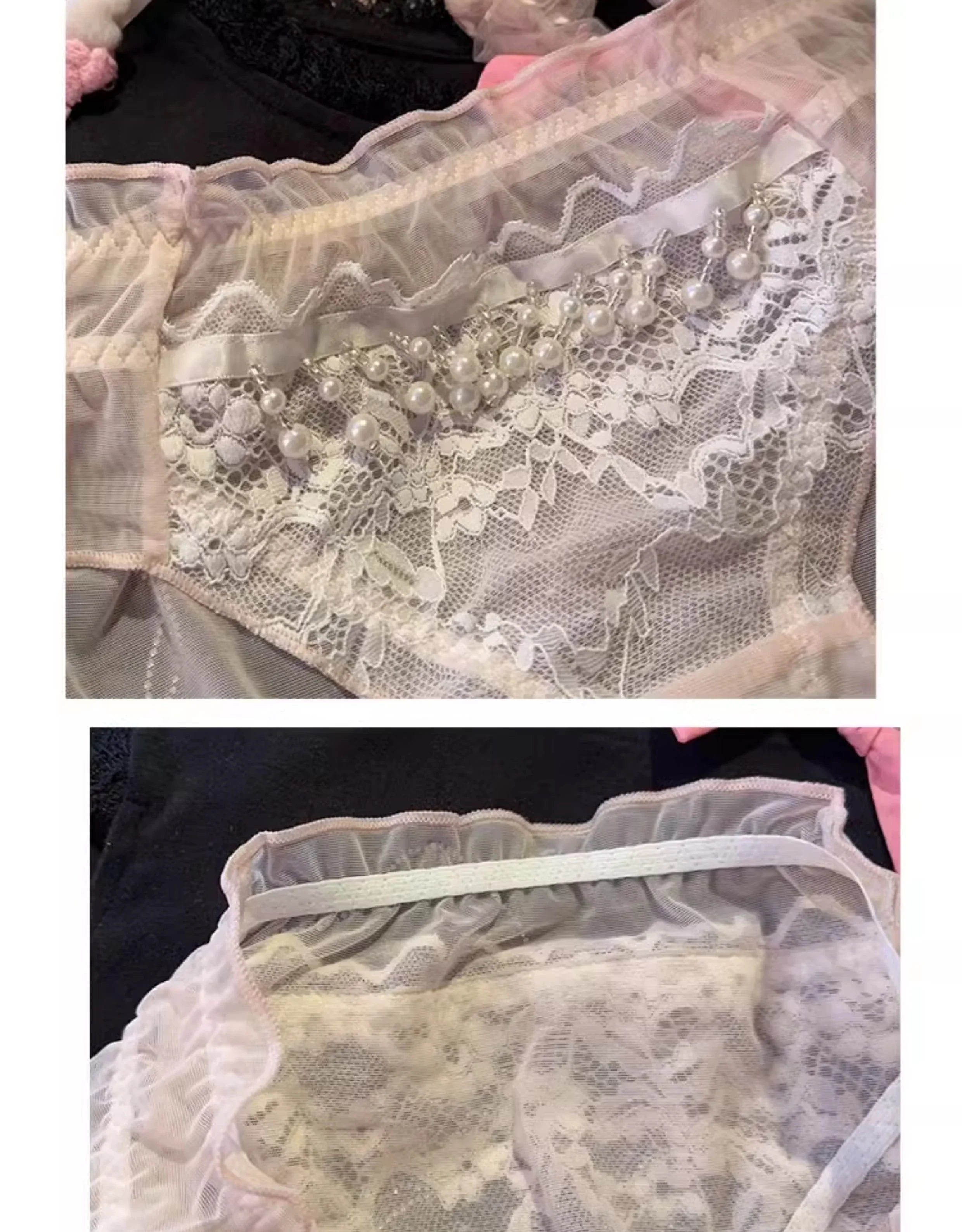 Bra Mermaid pearl chain pink lace lingerie princess Underwear