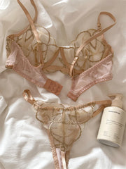 Champagne color three-piece lingerie briefs Set