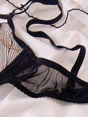 Cross Mesh Eyelash Lingerie Women Lace Steel Bra Hollow Out Underwear