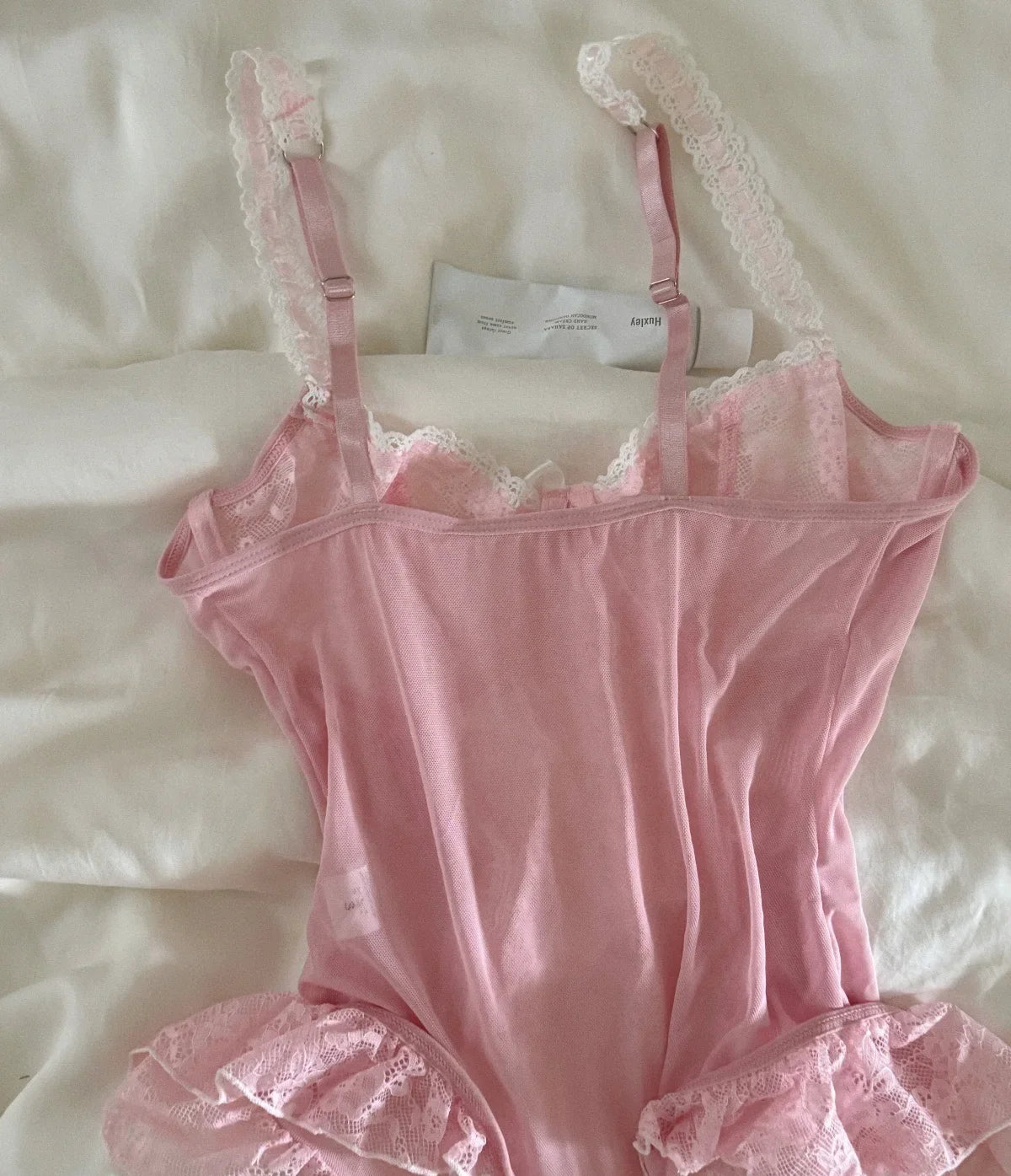 Cross Strap Gathering Top Lingerie Support Nightgown Women One-piece Lace Bow Pure Lust Underwear