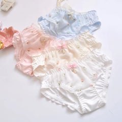 Embroidery film cup bralette two-color water-soluble lingerie no steel ring fresh and girly cute gather Underwear
