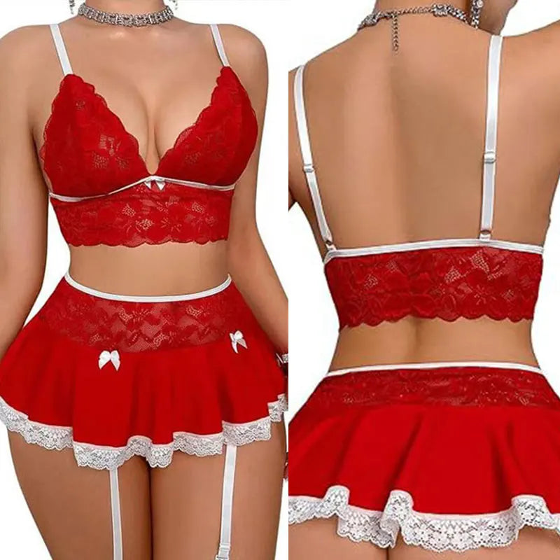 Erotic Hot Cosplay Uniform Fairy Ultra Sexy Seamless Bra Kit Garter Set