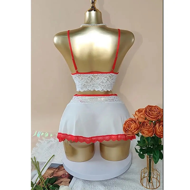 Erotic Hot Cosplay Uniform Fairy Ultra Sexy Seamless Bra Kit Garter Set