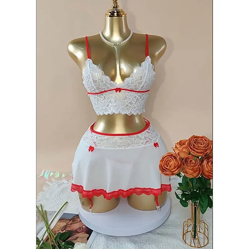 Erotic Hot Cosplay Uniform Fairy Ultra Sexy Seamless Bra Kit Garter Set