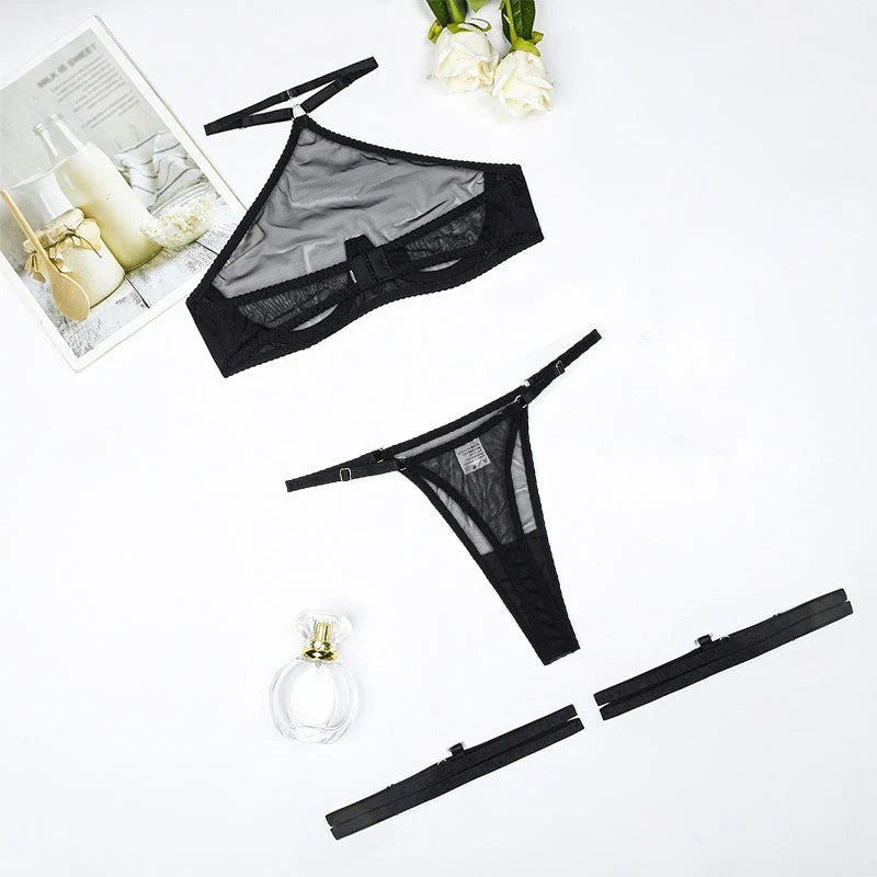 Erotic See Through Bra Sets Thong Women Intimate Sexy Lingerie Bra Panties Sets Sex Outfit Temptation NightDress