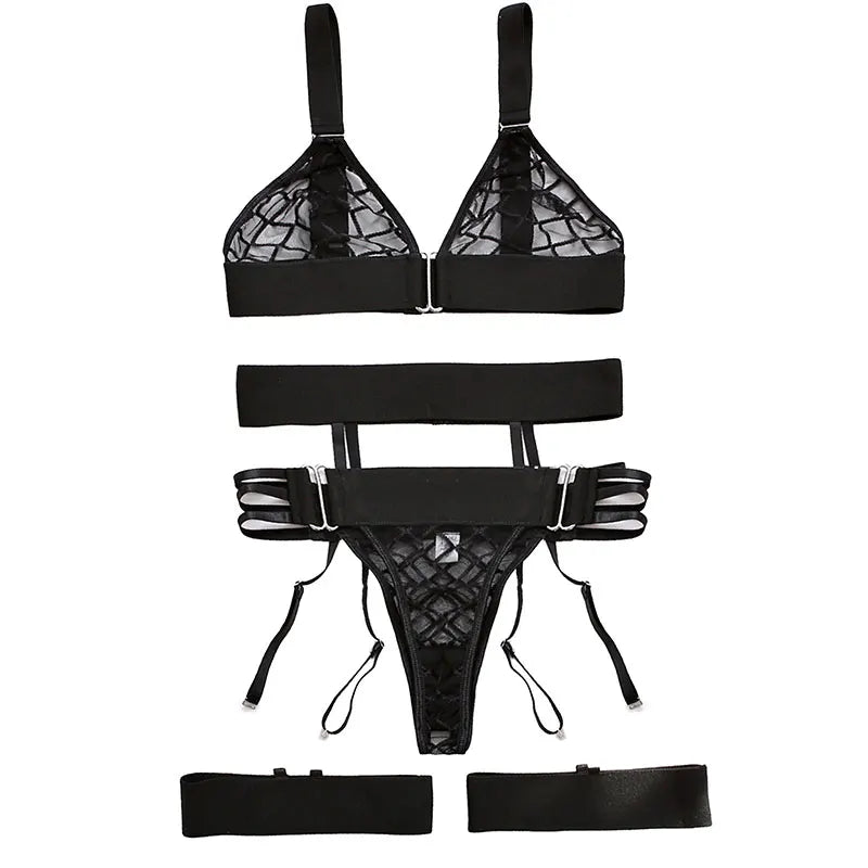 Fetish Sexy Exotic Sets Lace Bra Garter Sexual Porn Transparent Sissy Baby Doll Erotic Costume Thong Short Neghtie