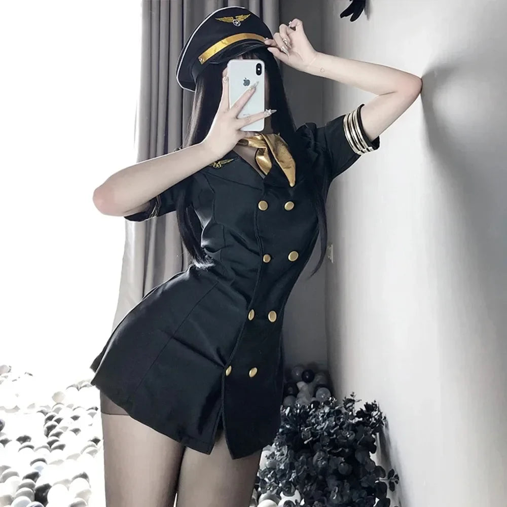Cosplay Lingerie Roleplay Erotic Costume Sex Black Dress