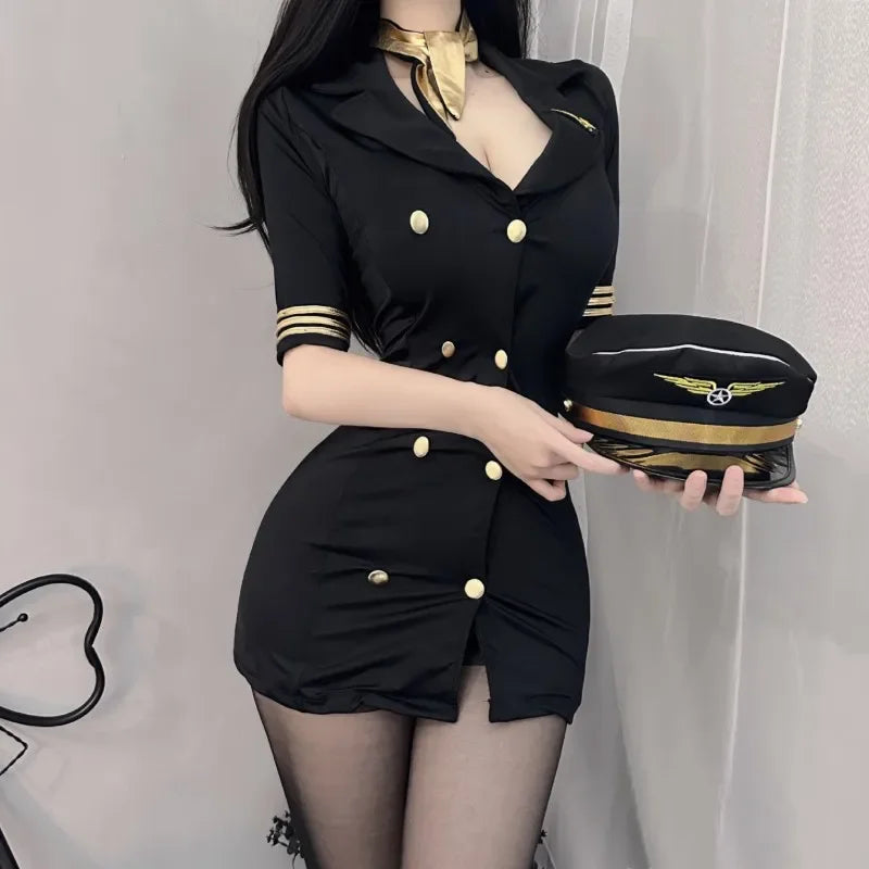 Cosplay Lingerie Roleplay Erotic Costume Sex Black Dress