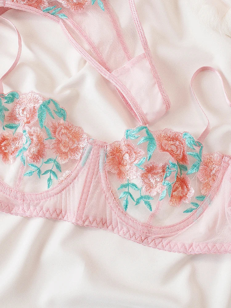 Floral Embroidery Temperament Underwear