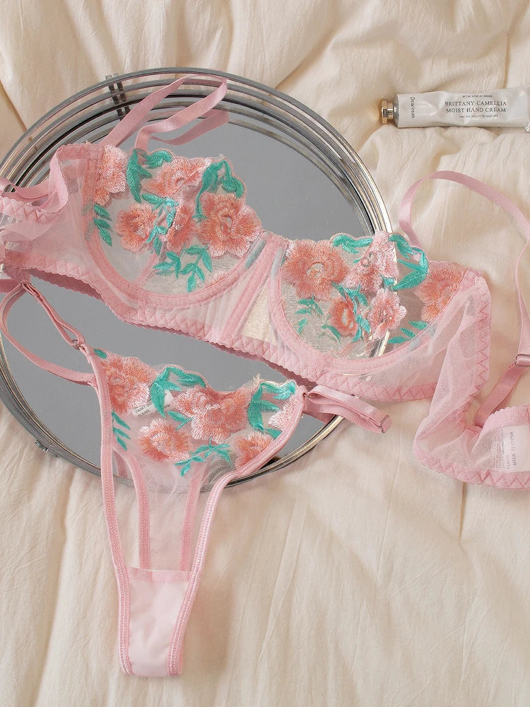 Floral Embroidery Temperament Underwear