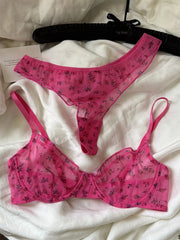 Floral Rose-Pink Lace Lingerie Set
