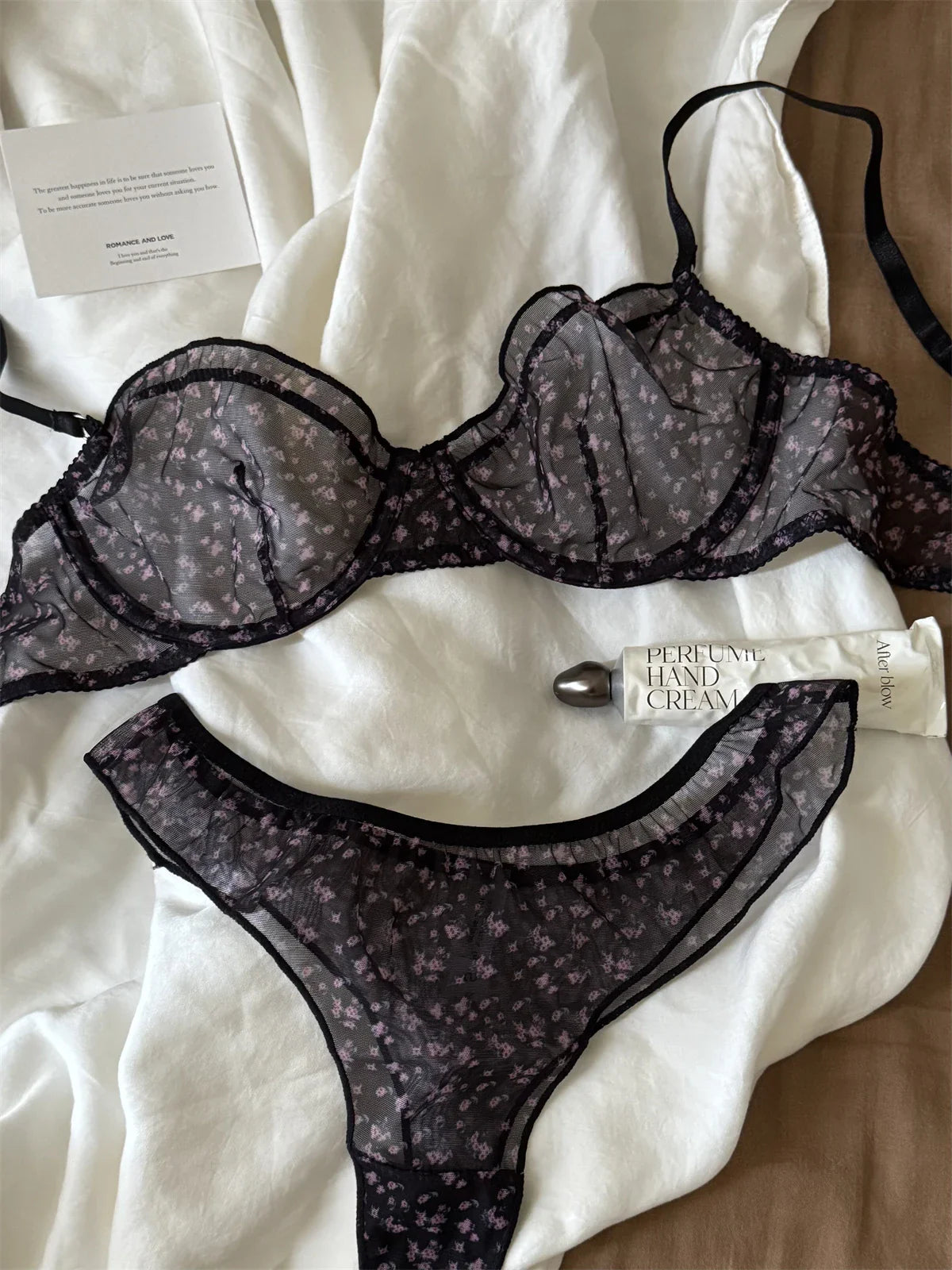Floral Rose-Pink Lace Lingerie Set