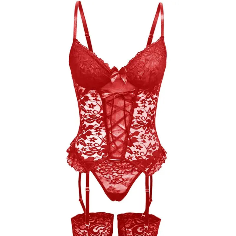 Floral Transparent Lace Bra Panty Set
