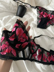 Floral thin breathable lingerie small breast temperament show small steel ring Underwear