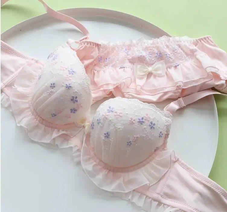 Flower fairy thin bra cute girl heart Underwear