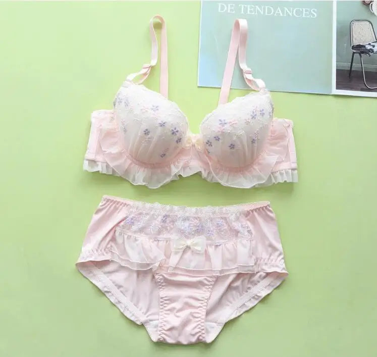 Flower fairy thin bra cute girl heart Underwear