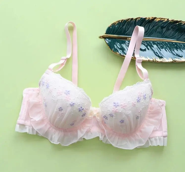 Flower fairy thin bra cute girl heart Underwear
