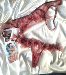 Flowery/sexy mesh lingerie thong Set