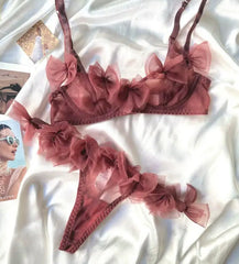 Flowery/sexy mesh lingerie thong Set
