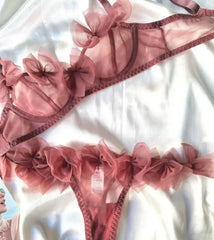 Flowery/sexy mesh lingerie thong Set