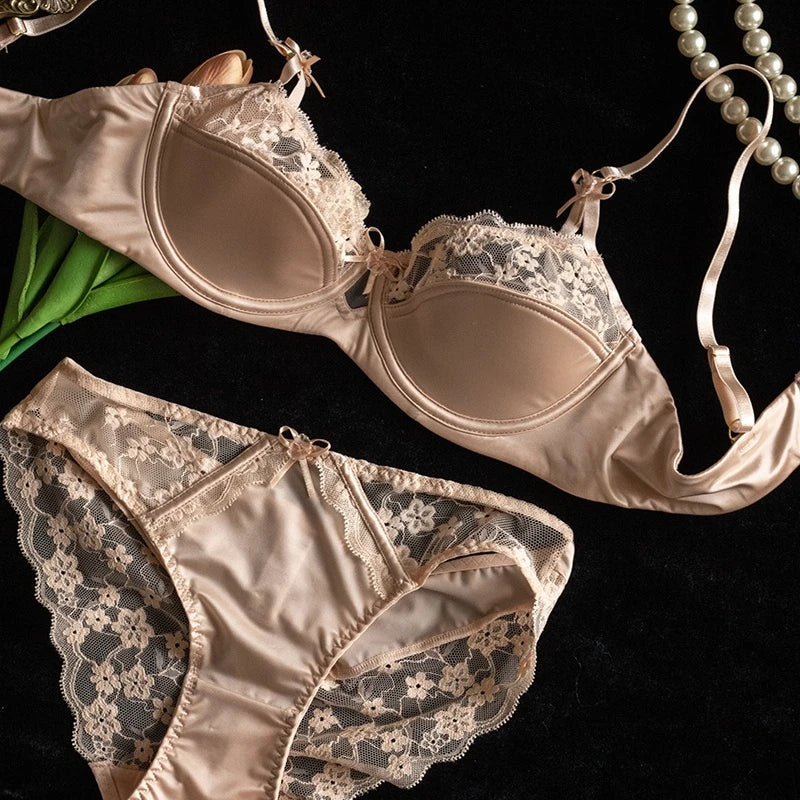 French 1/2 Thin Cup Push Up Bra Set