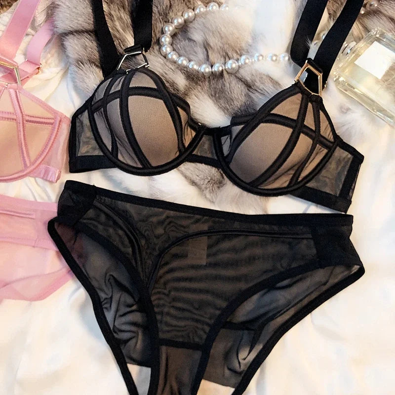 French Classic Lattice  1/2 Thin Cup Women Underwear