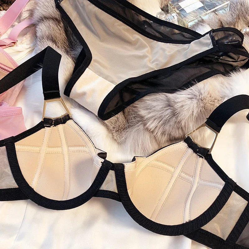 French Classic Lattice  1/2 Thin Cup Women Underwear