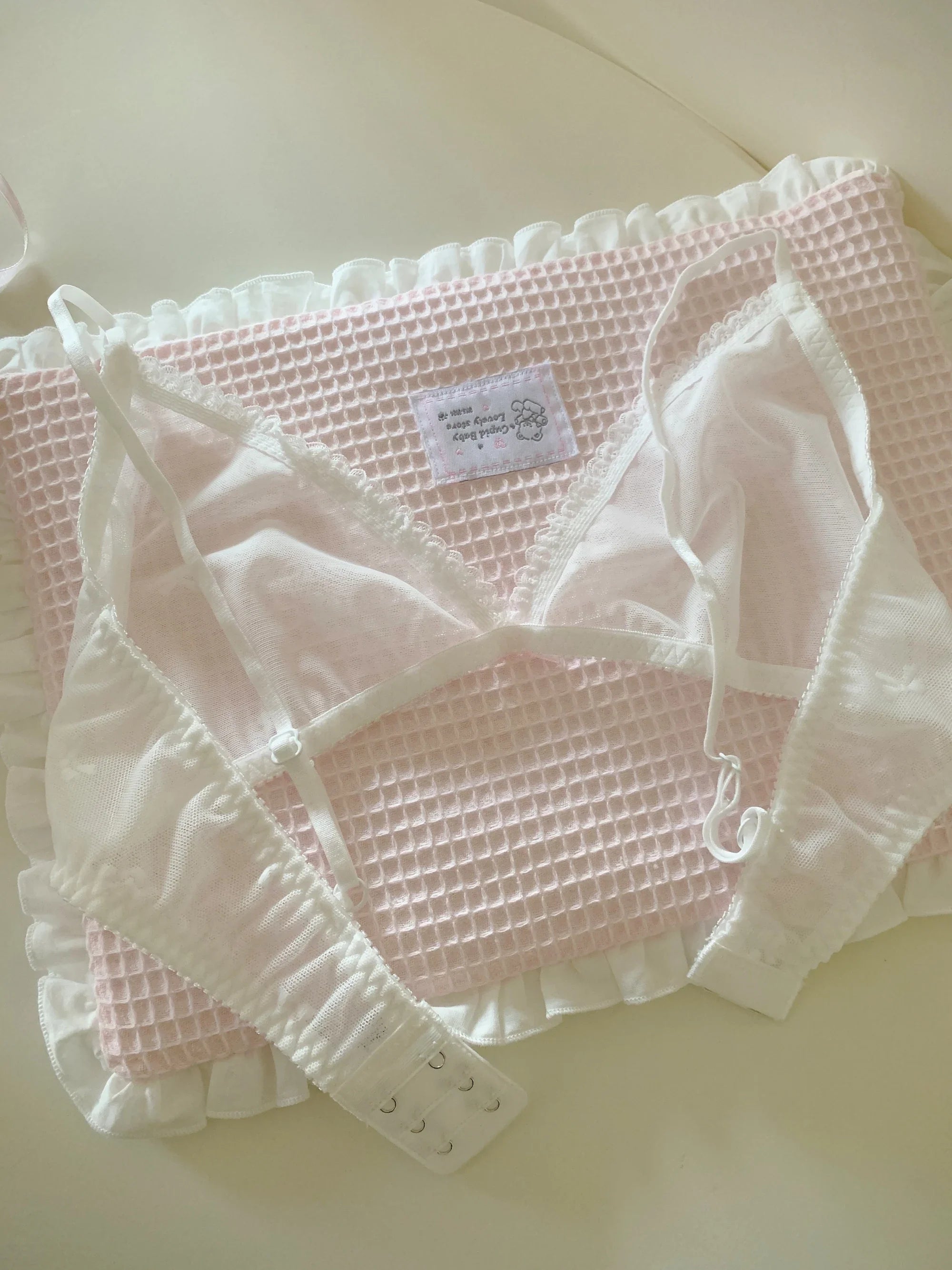 French Lace Bow Detail Lingerie Sweet and Girlish 100% Cotton Breathable Comfort Underwear