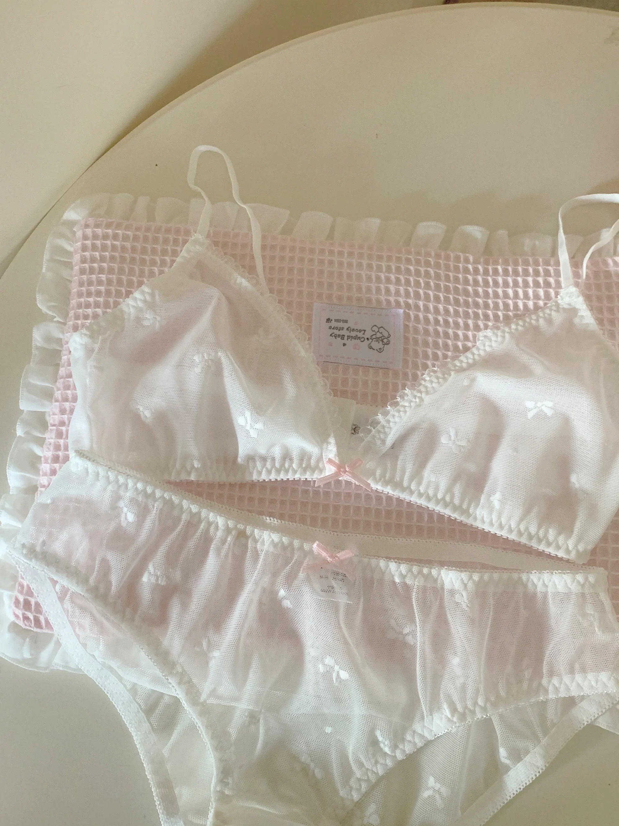 French Lace Bow Detail Lingerie Sweet and Girlish 100% Cotton Breathable Comfort Underwear
