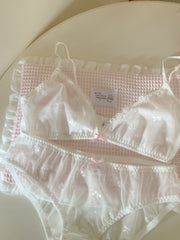 French Lace Bow Detail Lingerie Sweet and Girlish 100% Cotton Breathable Comfort Underwear