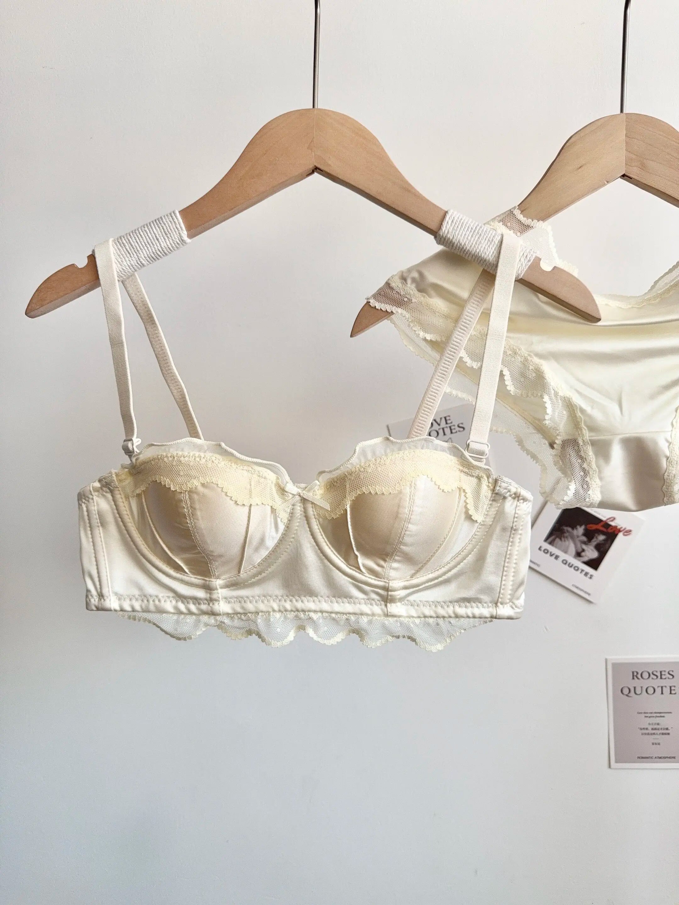 French Satin Lace Lingerie Set