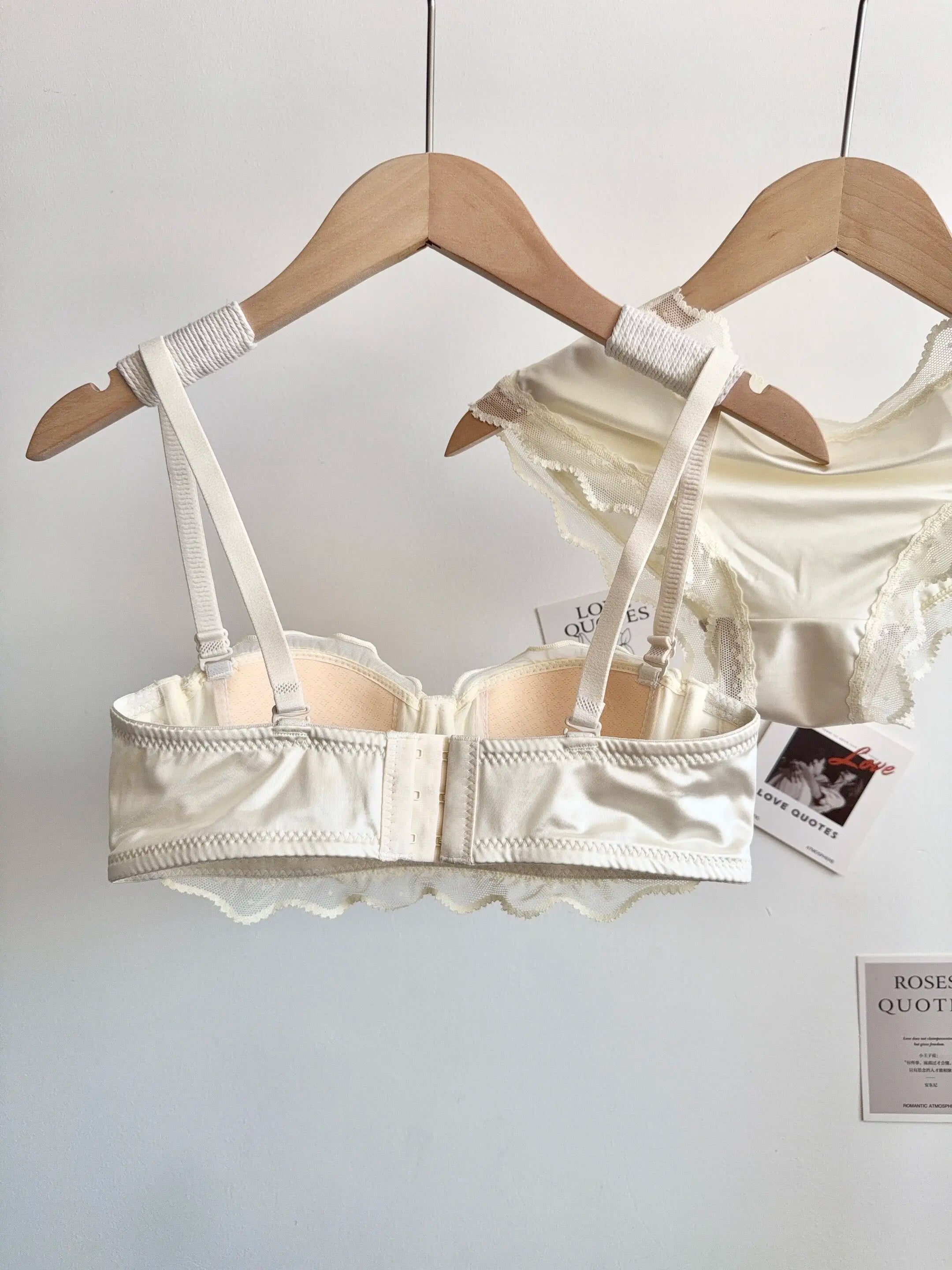 French Satin Lace Lingerie Set
